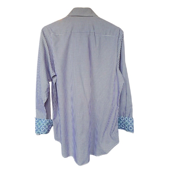 Robert Graham Purple Houndstooth Print Button Front Shirt Sz M‎ - Picture 6 of 10